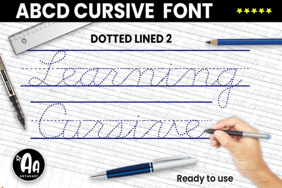 Abcd Cursive Dotted Lined2: The Handwritten Font for Worksheet Design